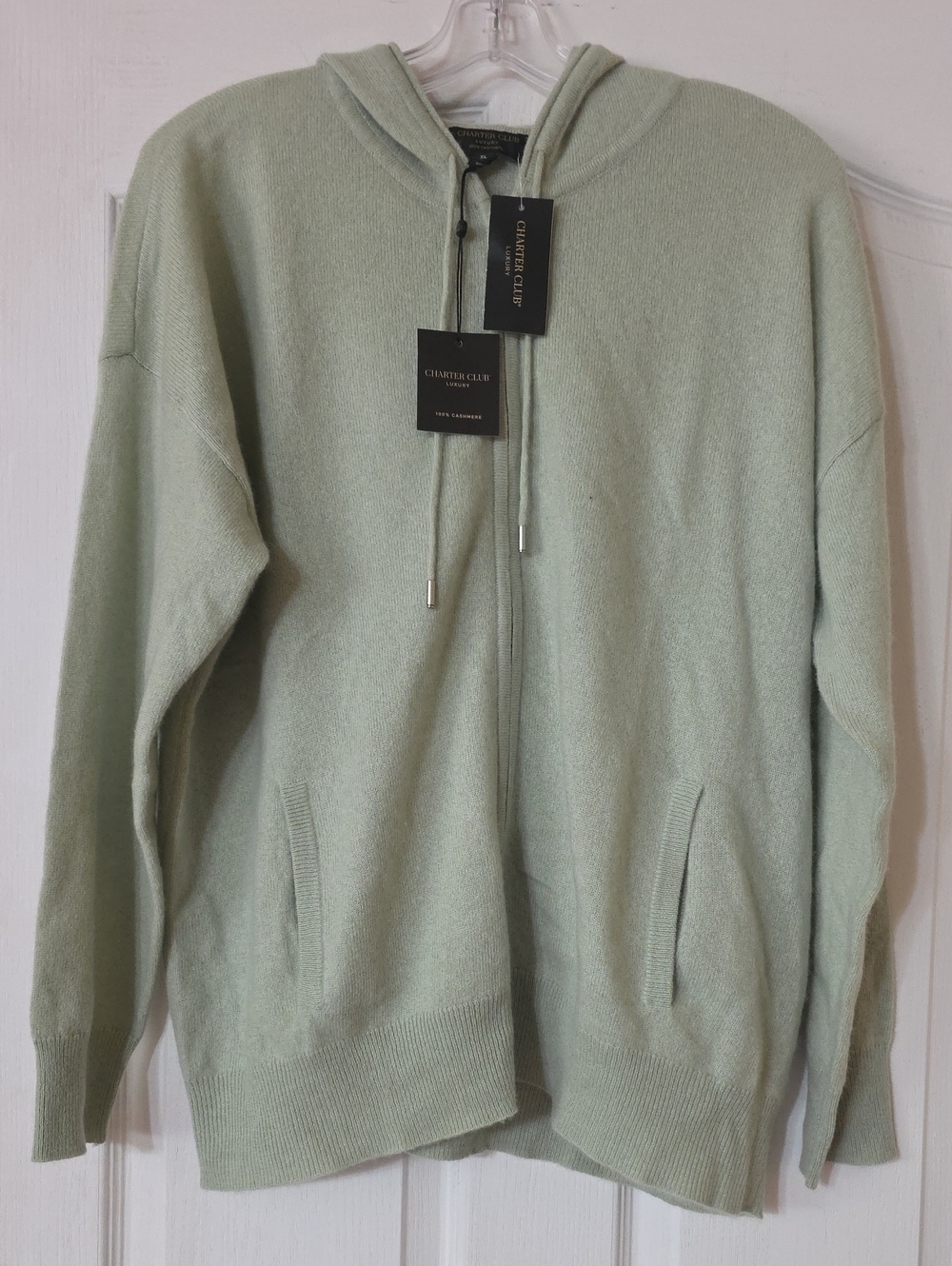 Charter Club Light Mint Zip-Up Hooded Sweater